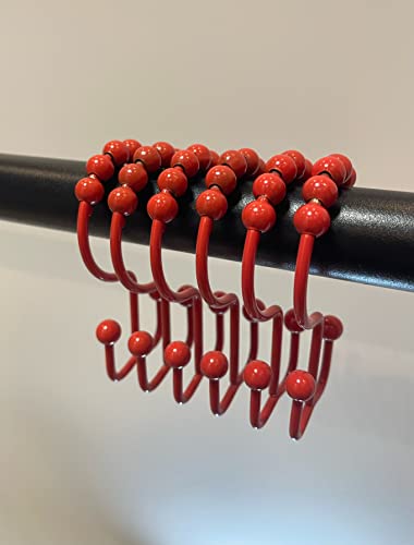 Shower Curtain Hooks,304 Stainless Steel Shower Rings for Bathroom,Double Glide Shower Hooks for Bathroom Shower Curtain Rods Curtains,Set of 12 Hooks,Red(Shower Curtain Hooks Style A ) - color: Red(shower Curtain Hooks Style a )
