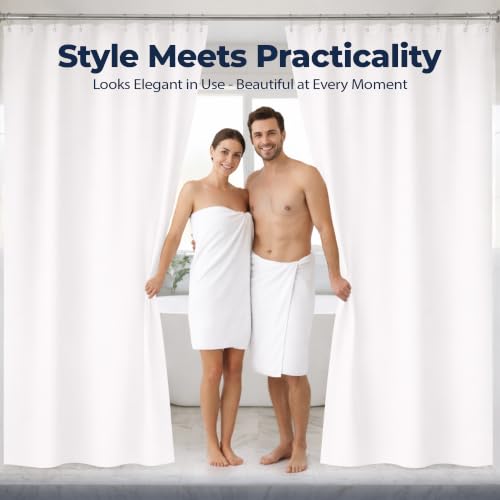 Epica Waterproof Shower Curtain Liner for Bathroom, Metal Grommets (White) | Rust-Resistant, Fights Odor and Stains, Nylon Mesh Header - color: White