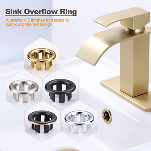Sink Overflow Ring Brushed Gold: ARCORA 2 Pack Bathroom Kitchen Sink Basin Trim Overflow Cover Hole Insert Cap - color: Brushed Gold-2 Pack