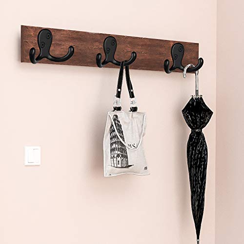 IBosins 10 Pack Black Double Prong Coat Hooks Wall Mounted with 20 Screws | Heavy Duty Retro Double Hooks Utility Hooks for Coat, Scarf, Bag, Towel, Key, Cap, Cup, Hat - color: 10 Pcs Black