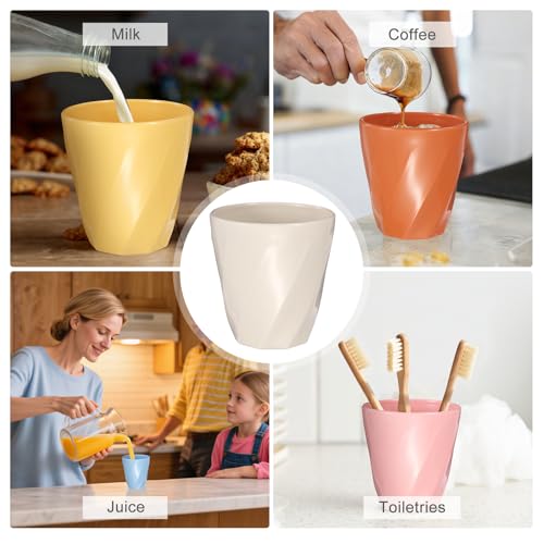 uxcell 4 Pcs Simple Toothbrush Cup, 13.5 OZ Reusable Bathroom Tumbler, 2.2 x 3.5 Unbreakable Plastic Cups for Storing Toothpaste Makeup Brush Holder Water Beverages Combs, Beige - color: Beige