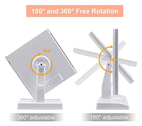 Foldable Makeup Mirror, Vanity with 32 Dimmable LED Lights with Wide-Angle t-Button Screen and Countertop Adjustable