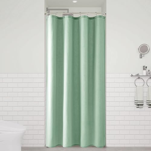 Aqua Green 42 Inch Shower Curtain - Stall Narrow Half Linen Ultra Thick Fabric Shower Curtain Set with Hooks, Boho Farmhouse Rustic RV Camper Bath Curtains for Bathroom, 42x72 - color: Aqua Green, size: 42"W x 72"L (Pack of 1)