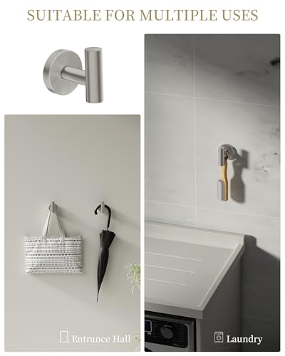 Brushed Nickel Bathroom Hardware Accessories Set 5 pcs Towel Holder Bar Set | 24 inches Stainless Steel Towel Bar, Towel Racks for Bathroom Robe Towel Hooks Toilet Paper Holder Wall Mounted by BATHLAVISH - color: Brushed Nickel