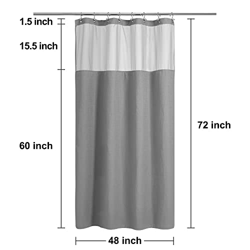 N&Y HOME 48 x 72 Waffle Weave Shower Curtain with Snap-in Liner Set Gray | 12 Metal Hooks Included, Snap on/off Fabric Liner, Hotel Style & Mesh Top Window, Machine Washable, 48x72 Shower Stall Size - color: Grey, size: 48"W x 72"L (Pack of 1)