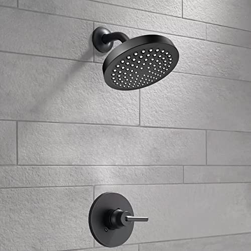 Voolan Shower Arm with Flange and Teflon Tape, Extension Shower Head Arm for Bathroom Fixed Shower Head, Solid Stainless Steel, Wall Mounted (10 Inch,Black) - color: Black, style: 10 Inch