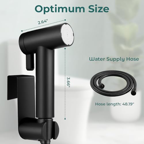 Handheld Bidet Sprayer for Toilet, Adjustable Water Pressure Control Rotary Switch with Bidet Hose, Exclusive Single Nozzle High Pressure Mode for Cleaning Stubborn Stains, Matte Black - color: Black