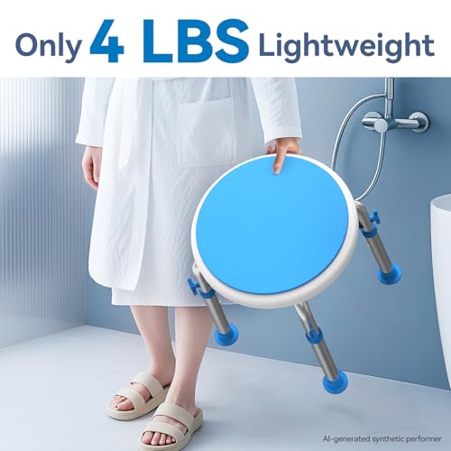 Loyoda Swivel Shower Chair for Inside Tub with Reinforced Crossing Bar | Adjustable-Height Shower Chair, Tool-Free Assembly – Holds up to 350 lbs, Great for In-Shower Use, FSA/HSA Eligible - color: With Crossing Bar(blue)