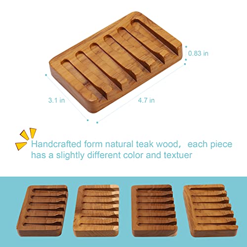 HTB Soap Dish with Slanted Waterfall Design,Teak Wood Bar Soap Holder | Soap Saver Keep Soap Bar Dry,Extend Soap Life,Non-slip Soap Tray for Shower,Bathroom,Sink,Kitchen,Countertop,Self Draining - color: 1pcs