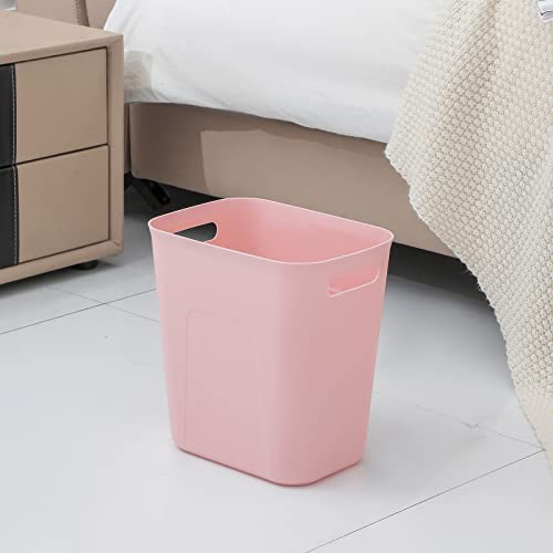 UUJOLY Plastic Small Trash Can Wastebasket, Garbage Container Basket for Bathrooms, Laundry Room, Kitchens, Offices, Kids Rooms, Dorms, 3.5 Gallon, Pink, 2 Pack | Compact Sturdy Garbage Can for Bathroom, Laundry Room, Kitchen, Office, Kids Room, Dorm, Dur
