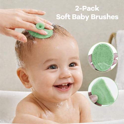 14 PCS Baby Bath Towels Set, Hooded Baby Towels, Baby Bath Essentials | 4 PCS Baby Towels, 8 PCS Washcloths & 2PCS Bath Brush Set for Infants & Toddlers, Ultra Absorbent & Soft for Boys & Girls