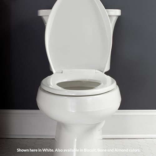 Bemis Aurora Slow Close Toilet Seat, Easy Clean Hinges and Adjustable Perfect Fit Plastic Seat, Made in USA, Round, Biscuit - color: Biscuit, size: Round