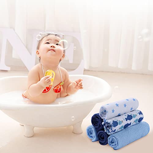 Softan Baby Washcloths, 24Pack Baby Wash Cloths Extra Soft & Ultra Absorbent, Baby Towels and Washcloths Face Towel Unisex for Boys Girls Body, Washclothes Gentle on Sensitive Skin, 9x9 Blue Whale - color: Blue Whale
