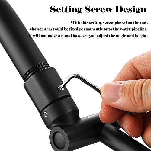 Shower Head Extension Arm - 13'' Shower Arm Extension for Rain & Handheld Shower Head, Height & Range Adjustable Shower Extension Arm with Locking Nuts, G1/2 Universal Connector, Matte Black - color: Matte Black
