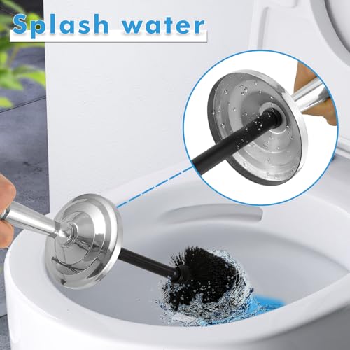Chrome Toilet Brush and Holder Set,Toilet Bowl Brush and Holder | Heavy Duty Toilet Brush for Bathroom, Stainless Steel Toilet Cleaner Brush,Deep Cleaning,Space Saving,Covered Brush - color: Chrome