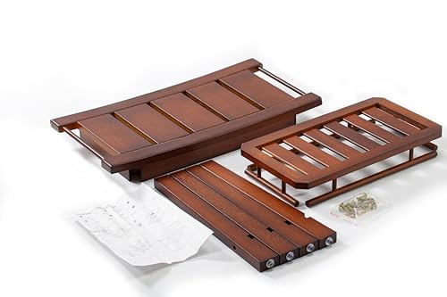 21" Teak Shower Bench for Inside – Luxury Spa-Style Comfort, FSC Certified Durable Teak Wood, Water-Resistant, Ergonomic Seat, Anti-Skid Stability and Enclosed Storage Shelf, 350 lbs Capacity