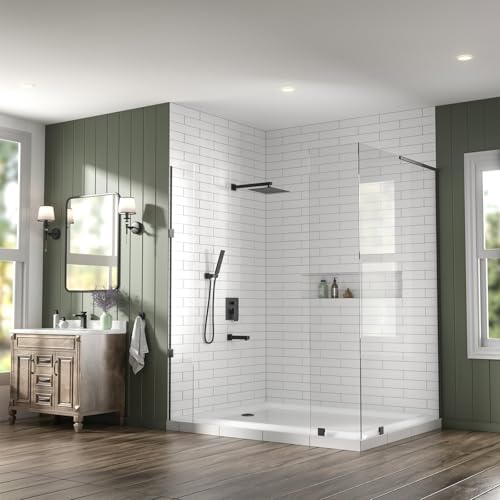 Lava Odoro Modern 3-Setting Square Shower and Tub Faucet Set with Shower Head and Handheld Sprayer Black, Rainfall Shower System with Tub Spout, Shower Valve Trim Kit, Matte Black, SF103-MB-T - color: Matte Black, style: With Tub Spout