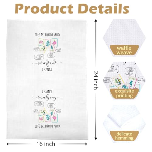 Funny Mahjong Kitchen Towels - Mahjong Gifts Decorative Waffle Dish Towels, Funny Mah Jong Hand Towel, Hostess Gifts Tea Towel, 16x24 Inch - color: Funny Mahjong