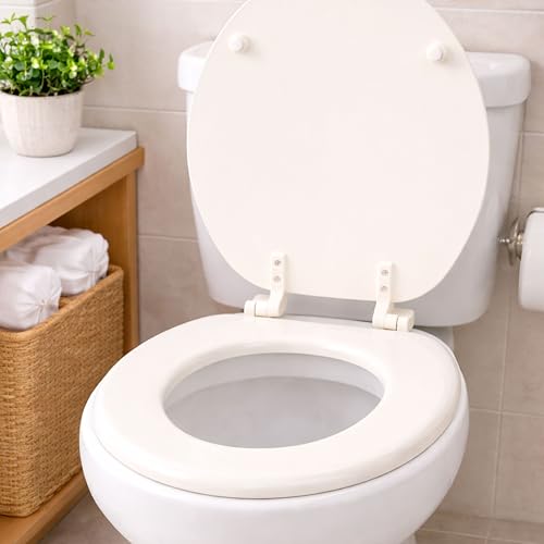 LDR 18.5 x 14.375 x 2 in. Round Molded Wood Toilet Seat 050 1066BS, Round Toilet Seat Replacement for Bathrooms, Durable Painted Finish, Easy Install Hardware, Bathroom Accessory for Home Improvement - color: Wood