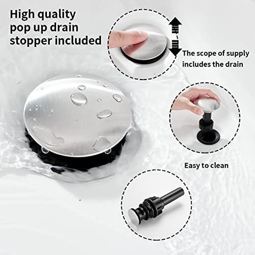 2 Handles 3 Holes Faucet Widespread Bathroom Sink Faucet Basin Tap Mixer Supply Hose Included Matching Pop Up Drain Brushed Nickel - color: Brushed Nickel, size: Widespread
