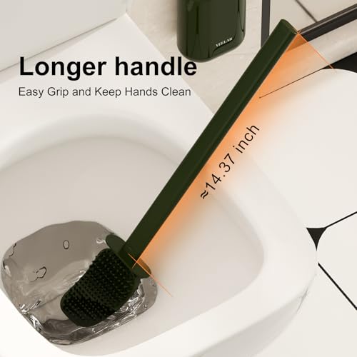 Toilet Brush and Holder Set - Wall Mounted Bathroom Scrub Brush, Toilet Bowl Brush and Plunger Set for Bathroom Cleaner (Green) - color: Green