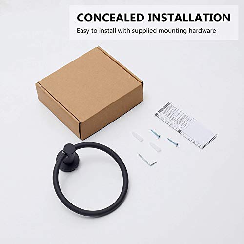 BGL 304 Stainless Steel Towel Ring Hanging Round Simple Black Towel Circular Holder - color: Matte Black