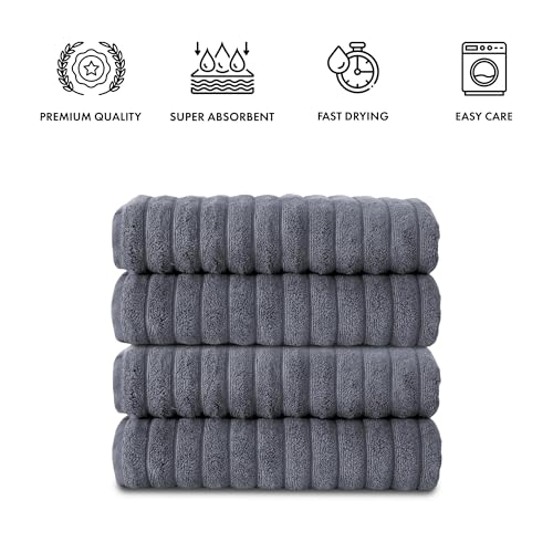 CTT Premium 4 Pack Bath Towels Set, Made with 100% Turkish Cotton, Spa & Hotel, Quick Drying Towels, Absorbent & Comfy | 27"x54" (Grey) - color: Grey, size: 4-Piece Bath Towel Set