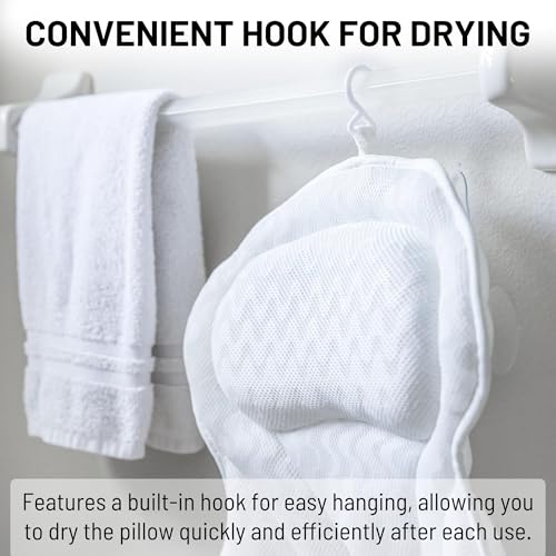 Bath Pillow for Tub, Luxury Spa Bathtub Head & Neck Cushion, Large Mesh | Breathable 3D mesh with strong suction cups provides ergonomic head, neck, shoulder & body support for a relaxing spa soak