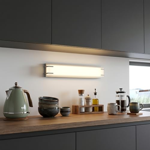 URSOLA LED Bathroom Light Fixtures Over Mirror 16” Vanity Light with Milky White Lampshade 4000K Daylight Chrome Finishing Bath Bar (Chrome) - color: Chrome, size: 16inch