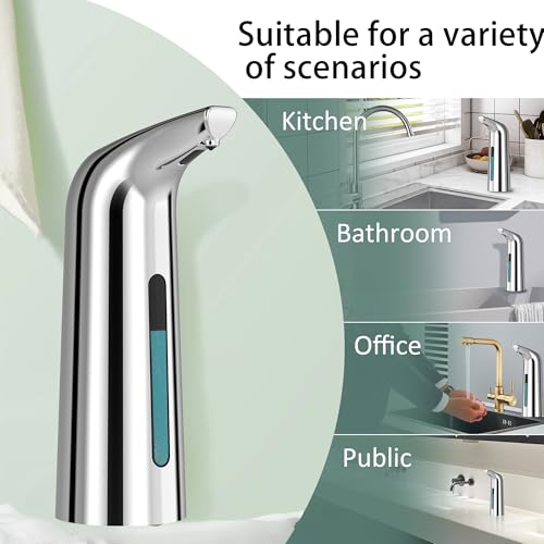 Automatic Liquid Soap Dispenser, 4-Level,Rechargeable | Plastic,13.5oz/400ml Silver Touchless Electric Hand & Dish Countertop Soap Dispensers with Sensor for Bathroom,Kitchen Sink - color: Silver, style: Rechargeable