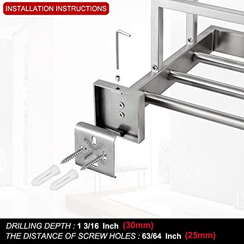 KOKOSIRI Towel Rack 24'' Bathroom Towel Shelves with Double Towel Bars SUS304 Stainless Steel Wall Mounted, Brushed Nickel, B6003BR - color: Brushed Steel, size: 24-Inch