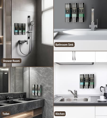 Luxspire Shampoo and Conditioner Dispenser, Shower Soap Dispenser 3-Chamber | Lockable Large Capacity 900ml No-Drill Wall-Mounted Shampoo and Body Wash Dispenser for Bathroom Hotel Kitchen Airbnb - color: Gray, size: 3 Chamber