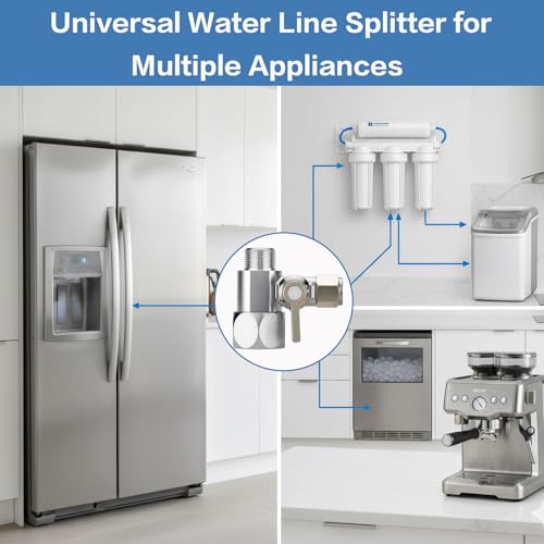 Jingzan Feed Water Adapter Kit, G1/2 Female x 3/8" Compression Male x 1/4" Push-to-Connect, with 3/8" Compression Female to G1/2 Male and 1/4" to 3/8" OD Tube Adapter, for RO, Refrigerator, Ice Maker