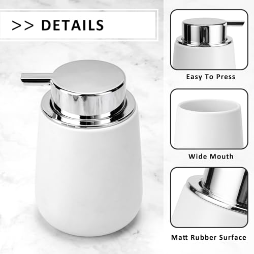 Soap Liquid Dispenser Ceramic with Easy-to-Press Pump Hand Liquid Dispenser for Shampoo Bathroom Kitchen 12 oz 2pcs - color: Liquid-silverwhite