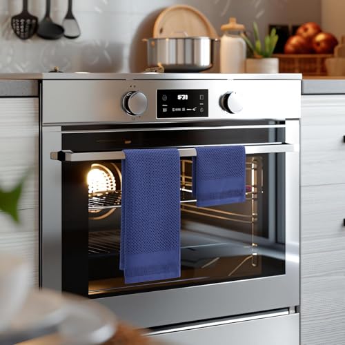 Homaxy Kitchen Towels and Dishcloths Set, Set of 8, Navy Blue | 100% Cotton Waffle Weave Kitchen Towels, Super Soft and Absorbent Dish Cloths, 12 x 12 and 13 x 28 Inches - color: Navy Blue, size: 8-Piece Set