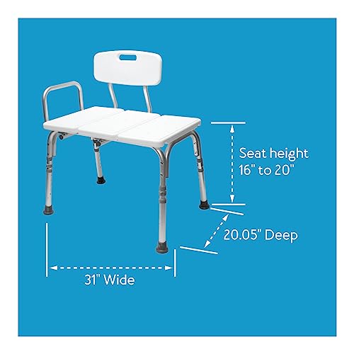 Carex Shower Bench and Shower Chair For Elderly and Disabled with Height Adjustable Legs, Tub Bench Converts to Right or Left Hand Entry, Shower Chair For Bathtub