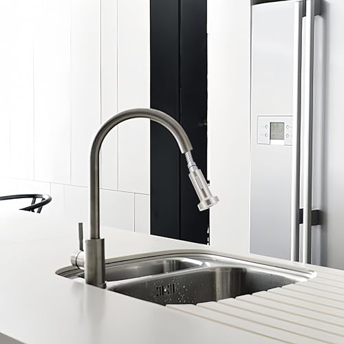 SEIDO Kitchen Faucet Sprayer Head Replacement, 3-Function Sink Sprayer Replacement, Pull Down Kitchen Faucet Head with G1/2(13/16 inch) Male Thread, Brushd Nickel Kitchen Sink Aerators