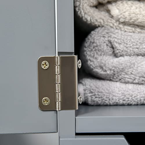 HOMCOM 54" Tall Bathroom Storage Cabinet, Freestanding, 2-Tier Shelf, Grey | Linen Tower, Drawers, Narrow Side Floor Organizer - color: Grey