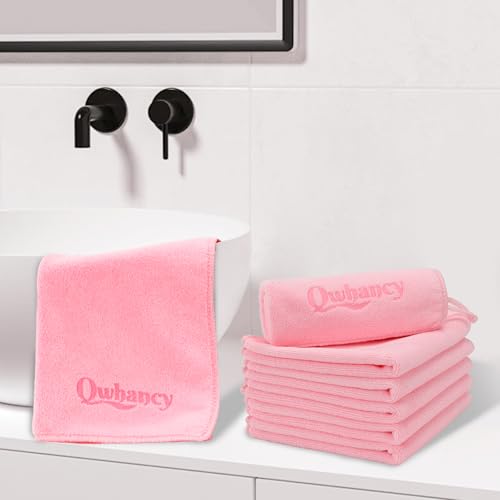 Makeup Remover Washcloths, 6 Pack Microfiber Face Towels, Plush & Thick, Ultra Soft Reusable Towels for Face & Hands, Highly Absorbent & Gentle 12 x 12 Inches, Light Pink - color: Light Pink