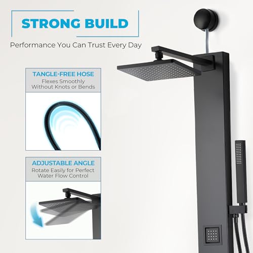 Dion Series 39 In. 2 Jetted Shower Tower With Heavy Rain Shower And Body | Easy Installation With Existing Water Line, Premium Stainless Steel Design, Effortless Diy Installation