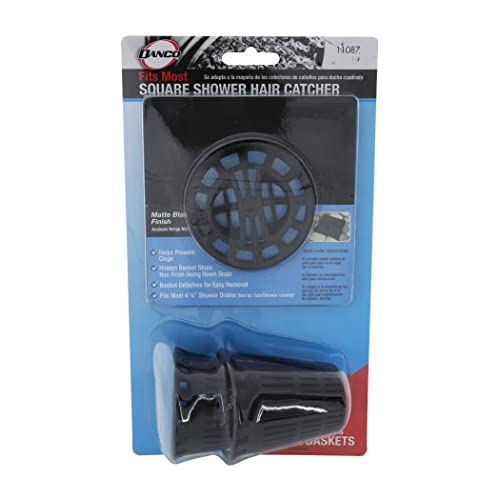 Square Shower Hair Catcher with Replacement Baskets, Shower Drain Protector in Matte Black
