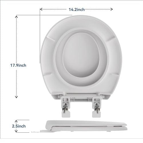 JINGZE Round Toddler Toilet Seat Adult/Child,Built-In Potty Training Seat, Soft Quiet Close Non-Slip Seat, Easy to Install & Clean,Magnetic Kids Seat and Cover,White - color: White, size: Round 16.5inch with Baby Seat
