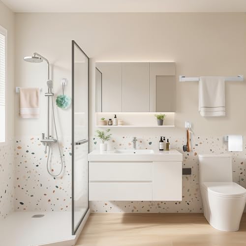 TURS Bathroom Hardware Set Brushed Towel Bar Set Stainless Steel Bathroom Accessories Towel Holder Sets Wall Mounted - color: Brushed Nickel, size: 23.6"(60cm)