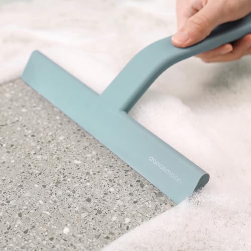 JustHang Shower Squeegee with Built-in Hook, 10-Inch Slate Blue | Award-Winning Design, All-One-Piece Soft-Touch Silicone, for Glass Door, Bathroom, Window, Mirror, Tile Wall, Car - color: Slate Blue