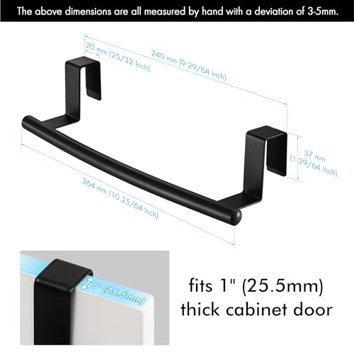KES Over The Door Towel Rack, Over Cabinet Towel Bar Kitchen Bathroom Towel Holder Storage Dish Towel Holder, Over Cabinet Cupboard Door Towel Bar, Matte Black 2 Pack, KTH500S26-BK-P2 - color: Matte Black