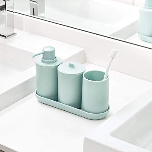 iDesign Cade 4-Piece Bathroom Accessory Set, Soft Aqua - color: Soft Aqua, size: 24.5 cm x 8.9 cm x 16.2 cm