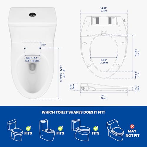 London Sunshine Elongated Bidet Toilet Seat, Non-Electric Dual Nozzle Bidet Seat with Soft Close Lid, Adjustable Water Pressure, Front & Rear Wash, Self-Rinse Nozzle, No Outlet Required
