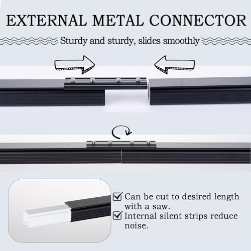 Ceiling Curtain Track 6ft to 9ft, Adjustable Curtain Track Ceiling/Wall Mount, Heavy Duty Aluminum Curtain Track Rods with Roller Hooks - Curtain Rail System for Grommet/Pleated Drape, Black - color: Black, size: 3ft-9ft