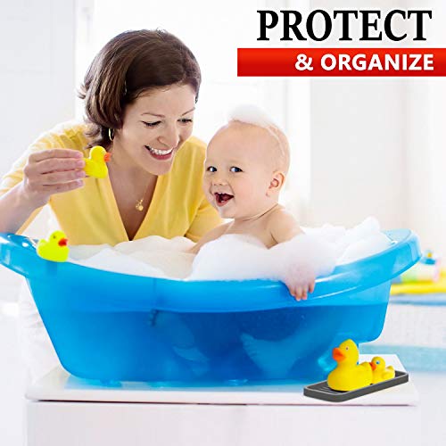 ZAPPOWARE Silicone Kitchen Sink Caddy Sponge Holder 9"x3.5" Gray - Bathroom Vanity Tray Organizer, Soap Tray for Dish Scrubber, Soap Dispenser - size: 9"x3.5"