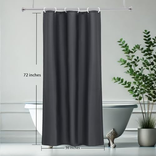 AooHome Stall Shower Curtain 36 Width x 72 Height Inch, Solid Fabric Bathroom Curtain for Hotel with Hooks, Water Repellent, Dark Grey - color: Dark Grey, size: 36"W x 72"L (Pack of 1)